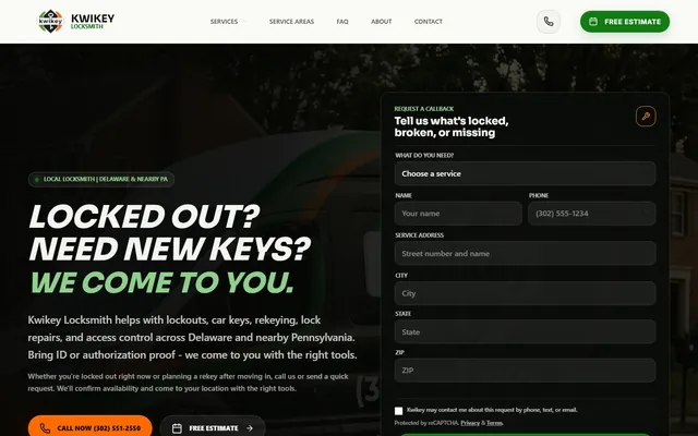 Kwikey Locksmith website