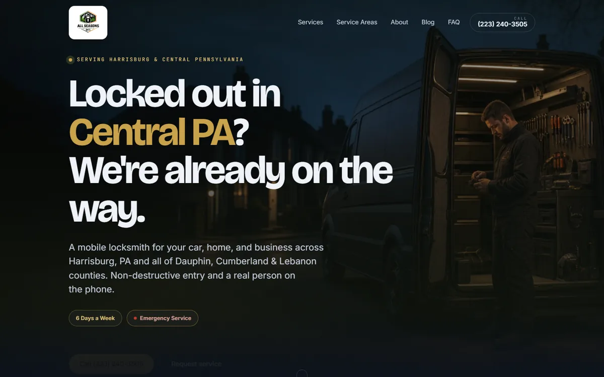 All Seasons Locksmith website home page