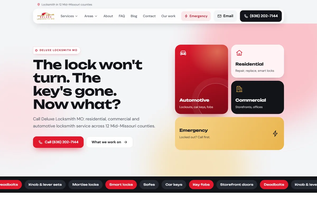 Deluxe Locksmith Missouri website home page