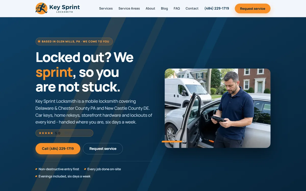 Key Sprint Locksmith website home page