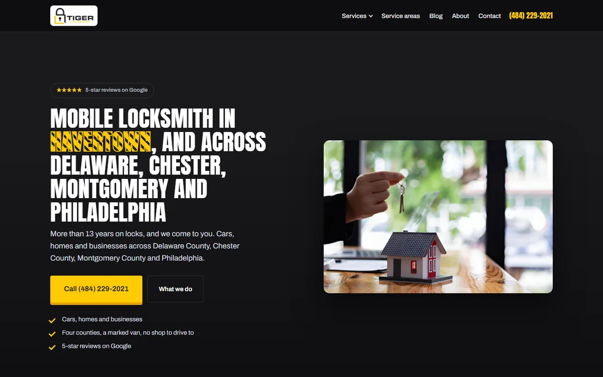 Tiger Locksmith new website home page