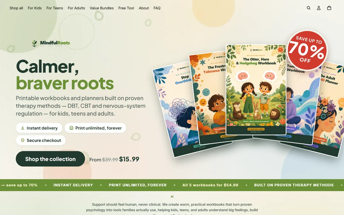 Mindful Roots website